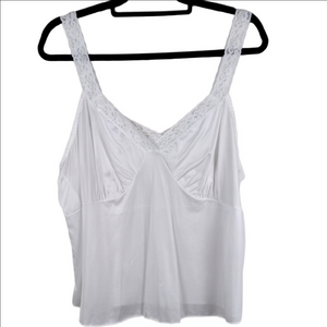 Dixie Belle White Nylon Anti-Static Lace Detail V-Neck Slip Over Camisole Top